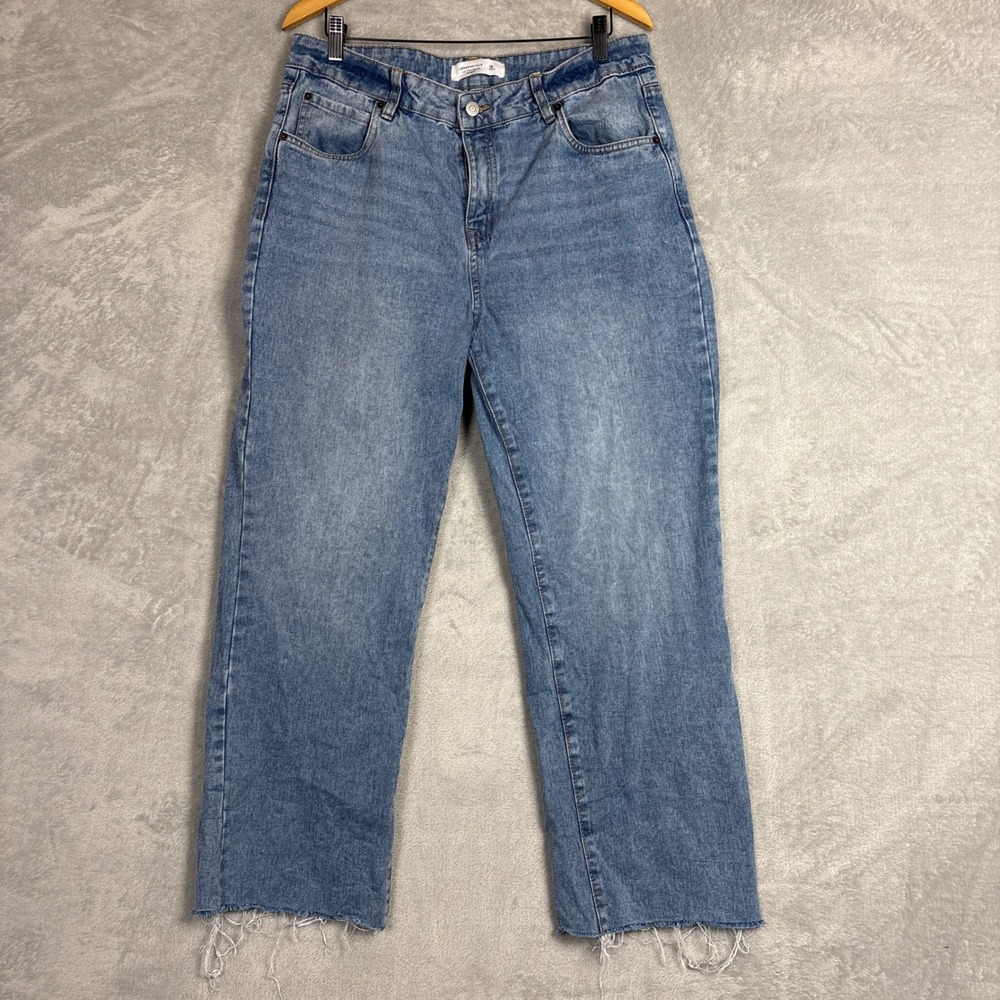 Aeropostale Womens Low Rise Slouchy Straight Jeans Light Wash Raw Hem 12 32W